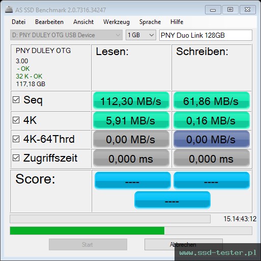 AS SSD TEST: PNY Duo Link 128GB