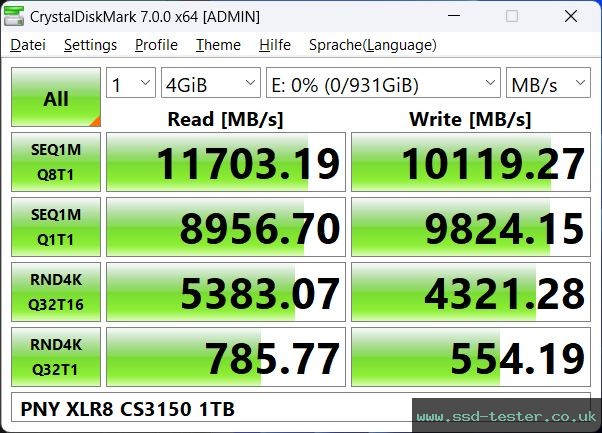 CrystalDiskMark Benchmark TEST: PNY XLR8 CS3150 1TB