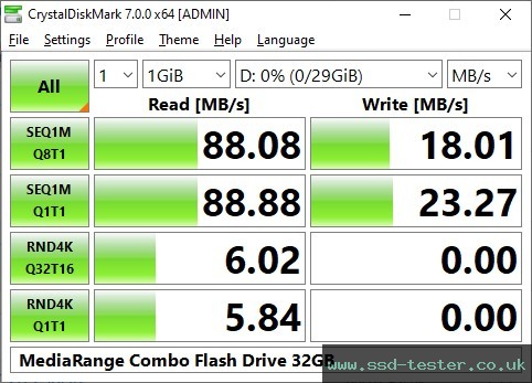 CrystalDiskMark Benchmark TEST: MediaRange Combo Flash Drive 32GB