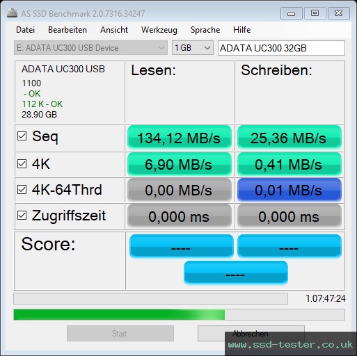 AS SSD TEST: ADATA UC300 32GB