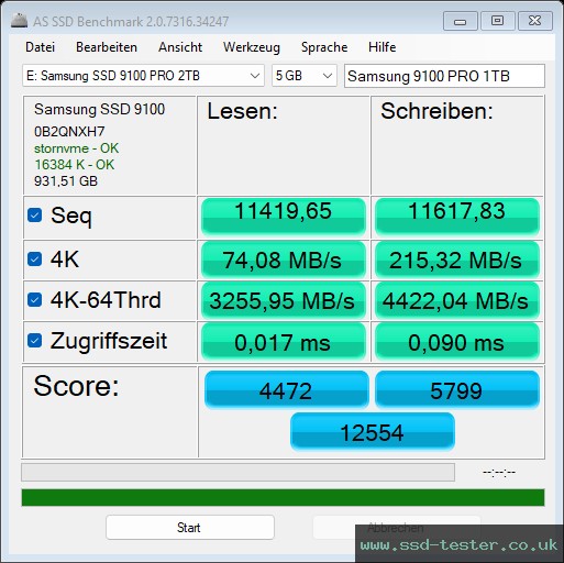 AS SSD TEST: Samsung 9100 PRO 1TB