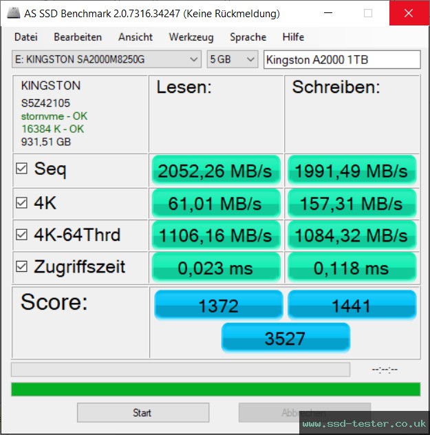 AS SSD TEST: Kingston A2000 1TB
