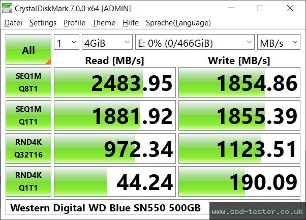 CrystalDiskMark Benchmark TEST: Western Digital WD Blue SN550 500GB