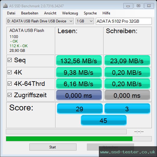 AS SSD TEST: ADATA S102 Pro 32GB