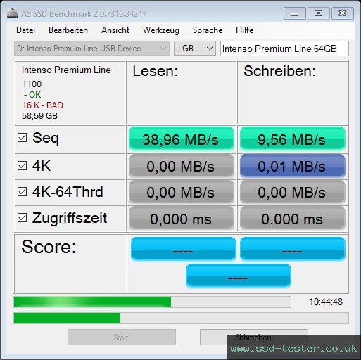 AS SSD TEST: Intenso Premium Line 64GB