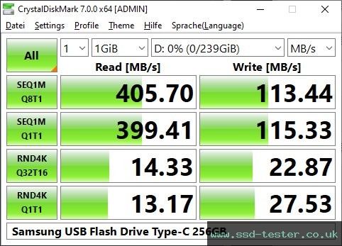 CrystalDiskMark Benchmark TEST: Samsung USB Flash Drive Type-C 256GB