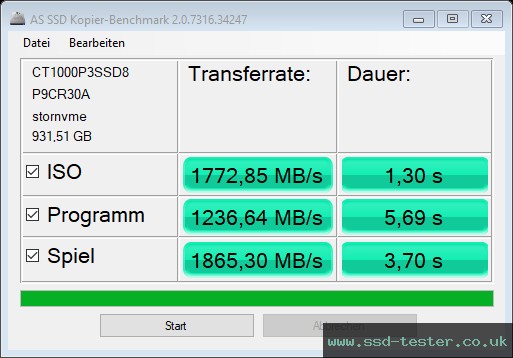 AS SSD TEST: Crucial P3 1TB