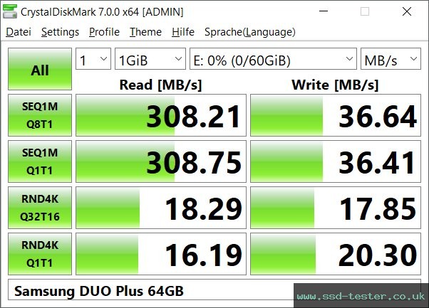 CrystalDiskMark Benchmark TEST: Samsung DUO Plus 64GB