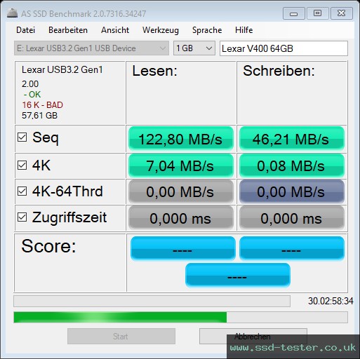 AS SSD TEST: Lexar Jumpdrive V400 64GB