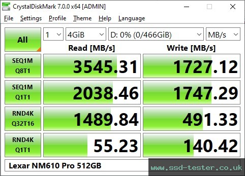 CrystalDiskMark Benchmark TEST: Lexar NM610 Pro 512GB
