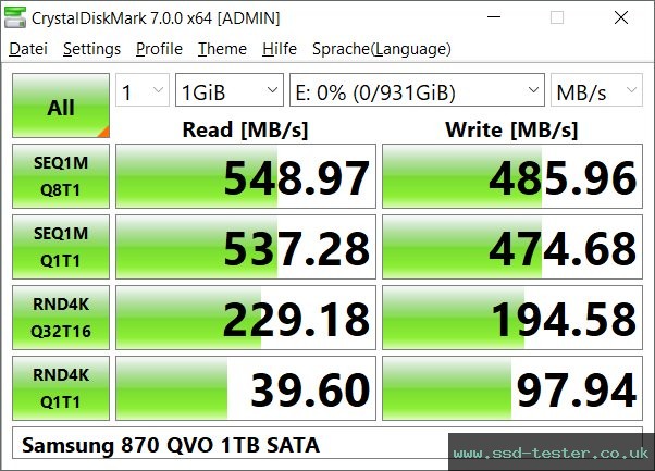 CrystalDiskMark Benchmark TEST: Samsung 870 QVO 1TB