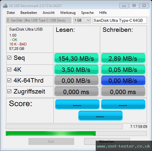 AS SSD TEST: SanDisk Ultra Type-C 64GB