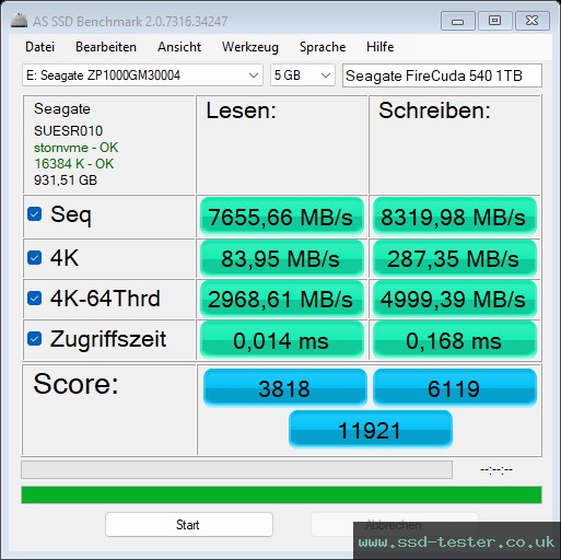 AS SSD TEST: Seagate FireCuda 540 1TB