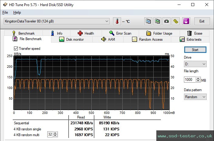 HD Tune Endurance Test TEST: Kingston DataTraveler 80 M 128GB