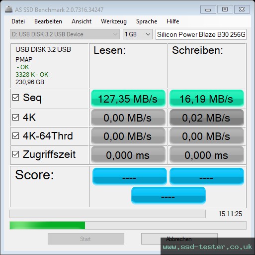 AS SSD TEST: Silicon Power Blaze B30 256GB