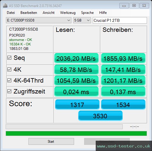AS SSD TEST: Crucial P1 2TB